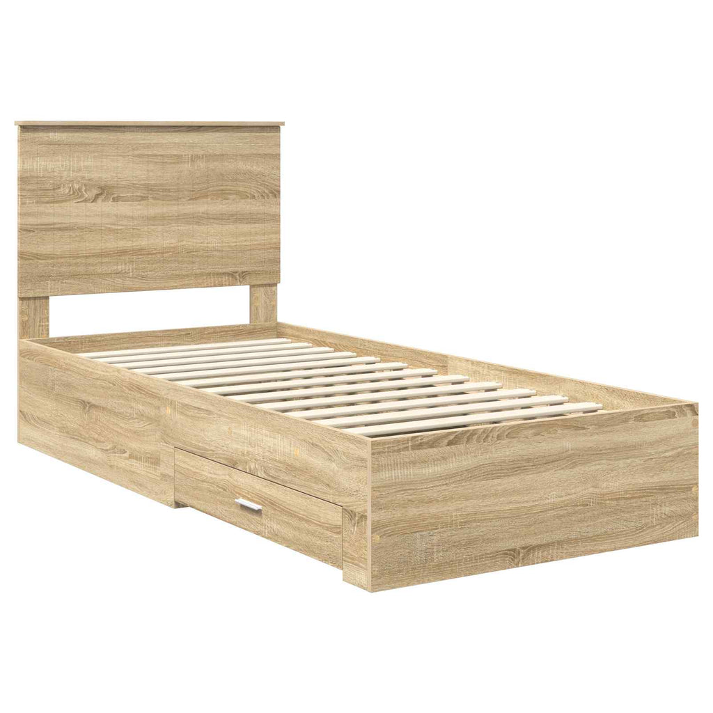 vidaXL Ramka łóżka Dąb Sonoma 90 x 190 cm Materiał drewnopochodny