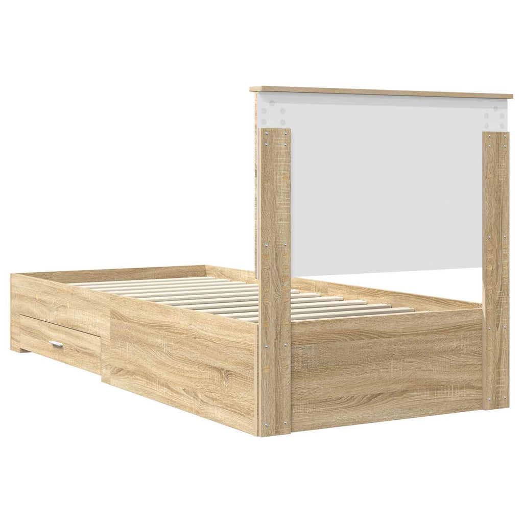 vidaXL Ramka łóżka Dąb Sonoma 90 x 190 cm Materiał drewnopochodny