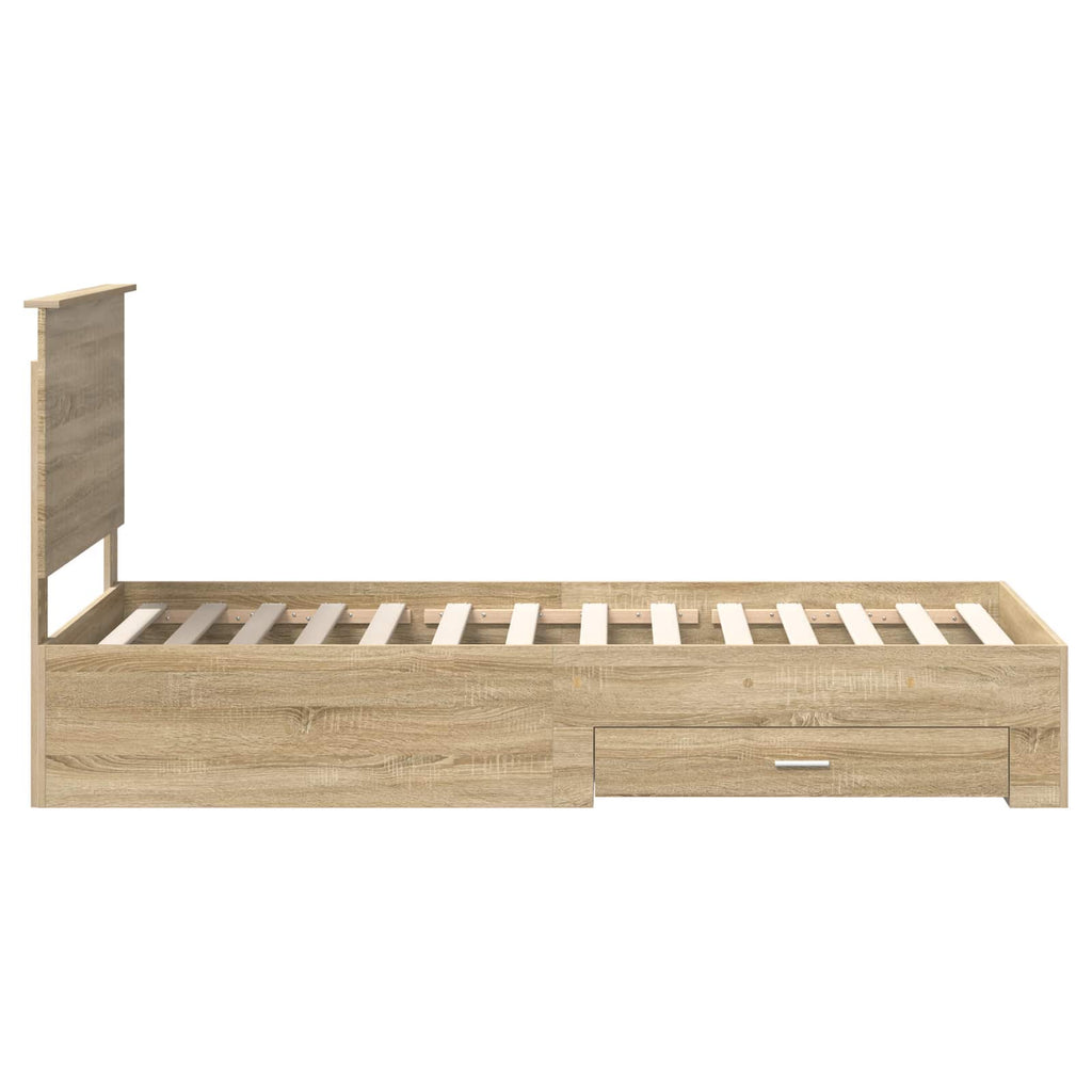 vidaXL Ramka łóżka Dąb Sonoma 90 x 190 cm Materiał drewnopochodny