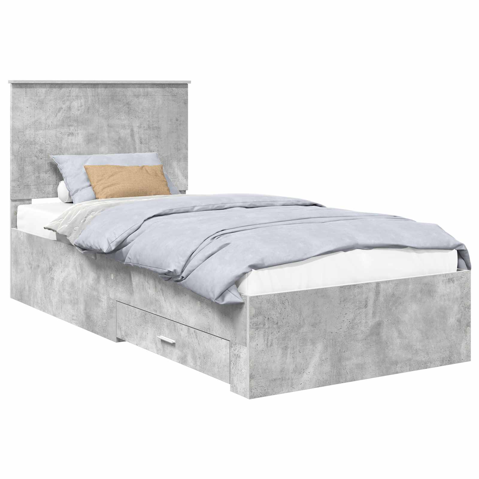 vidaXL Ramka łóżka Betonowy szary 90 x 190 cm Materiał drewnopochodny