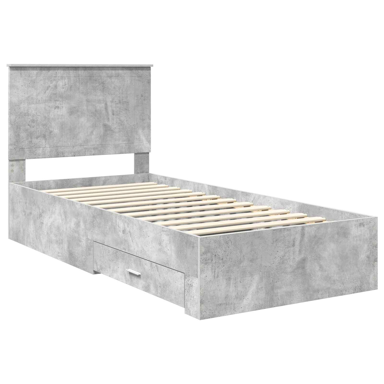 vidaXL Ramka łóżka Betonowy szary 90 x 190 cm Materiał drewnopochodny