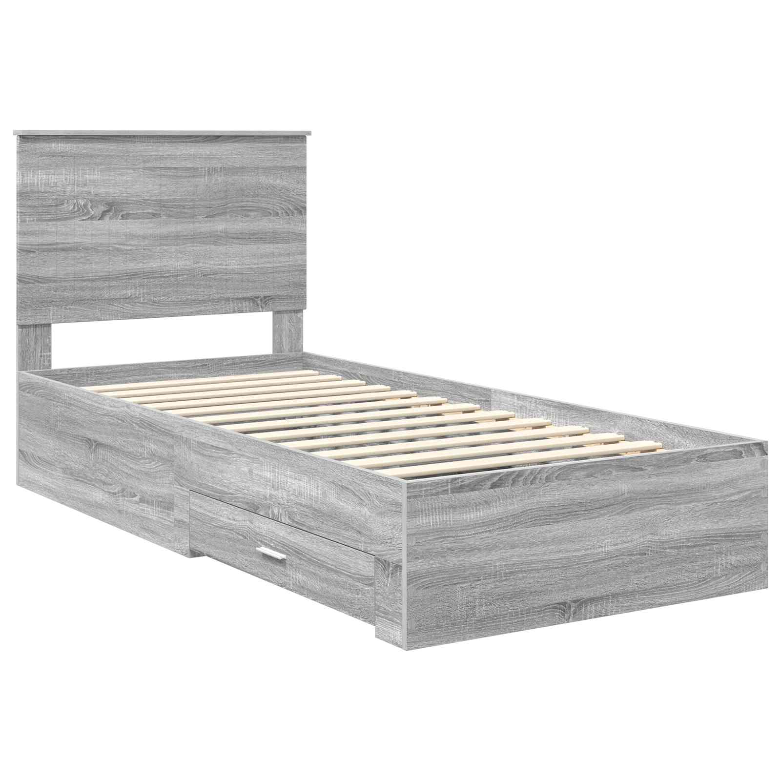 vidaXL Ramka łóżka Szary Sonoma 90 x 190 cm Materiał drewnopochodny
