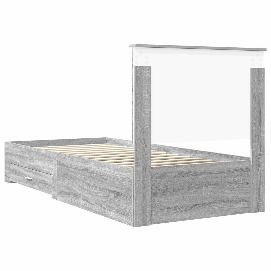 vidaXL Ramka łóżka Szary Sonoma 90 x 190 cm Materiał drewnopochodny