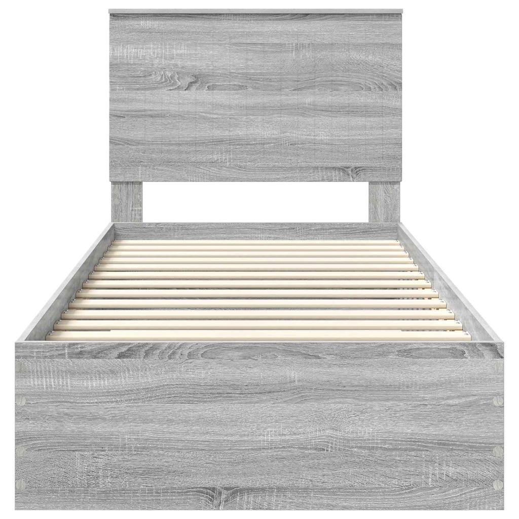 vidaXL Ramka łóżka Szary Sonoma 90 x 190 cm Materiał drewnopochodny