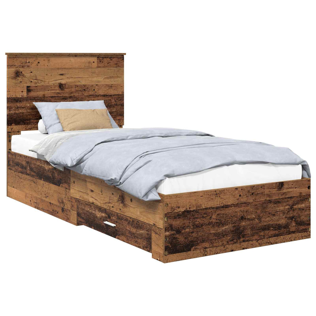 vidaXL Ramka łóżka Stare drewno 90 x 190 cm Materiał drewnopochodny