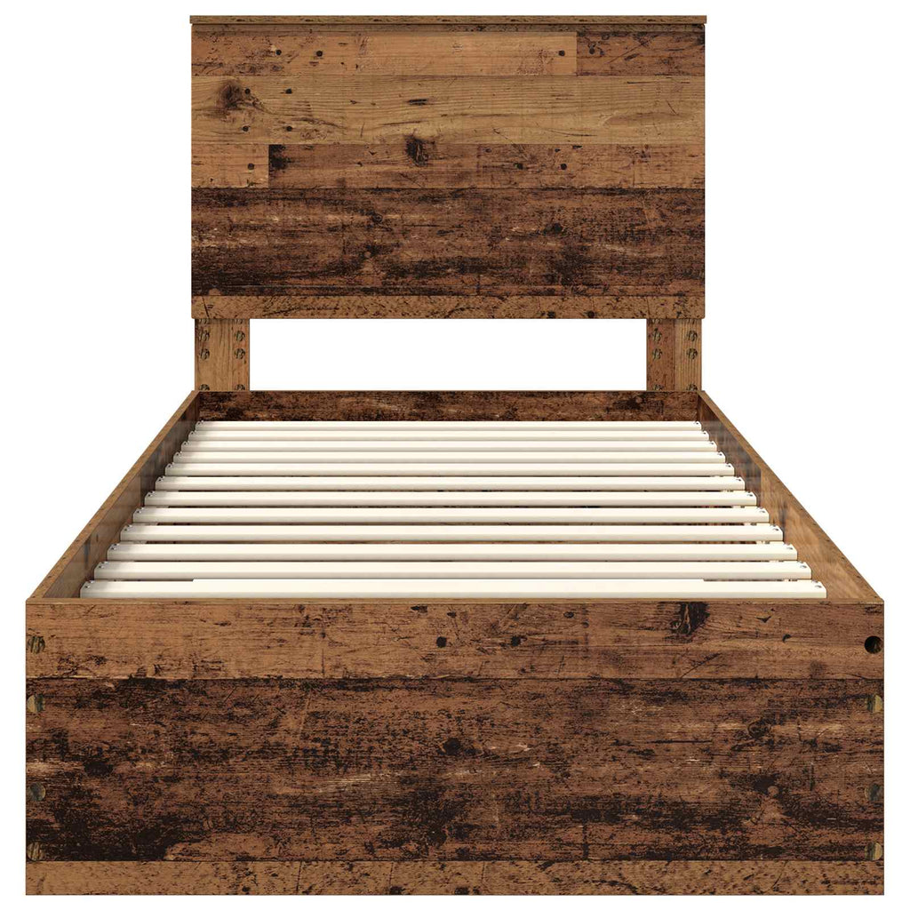 vidaXL Ramka łóżka Stare drewno 90 x 190 cm Materiał drewnopochodny