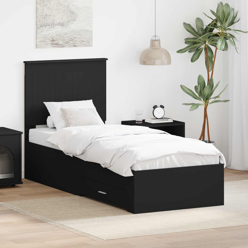 vidaXL Ramka łóżka Z zagłówkiem Czarny i Srebrny 70 x 190 cm