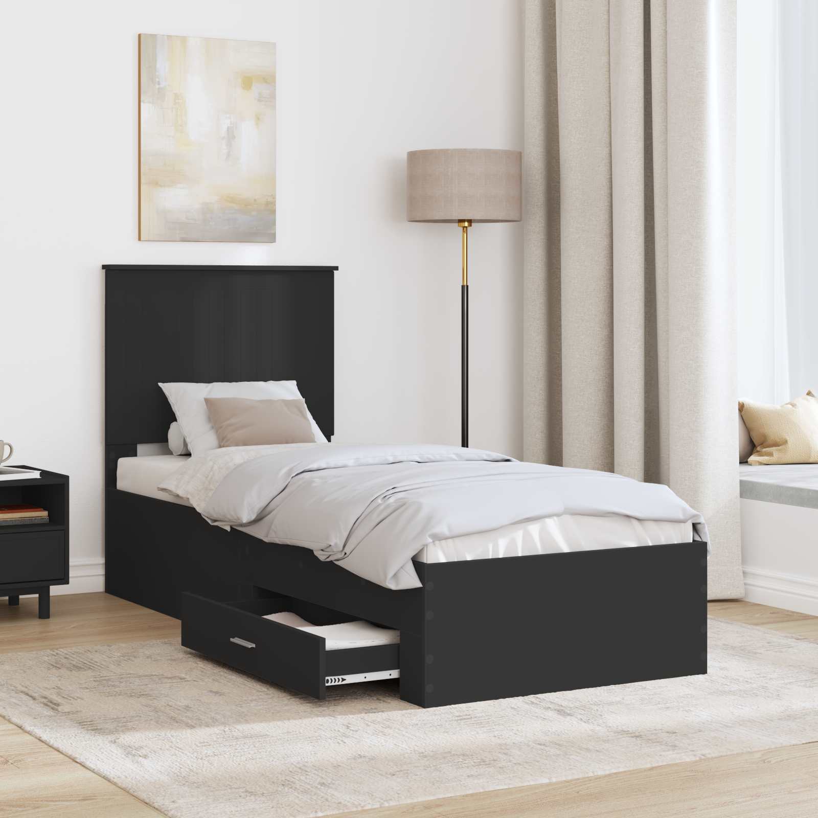 vidaXL Ramka łóżka Z zagłówkiem Czarny i Srebrny 70 x 190 cm