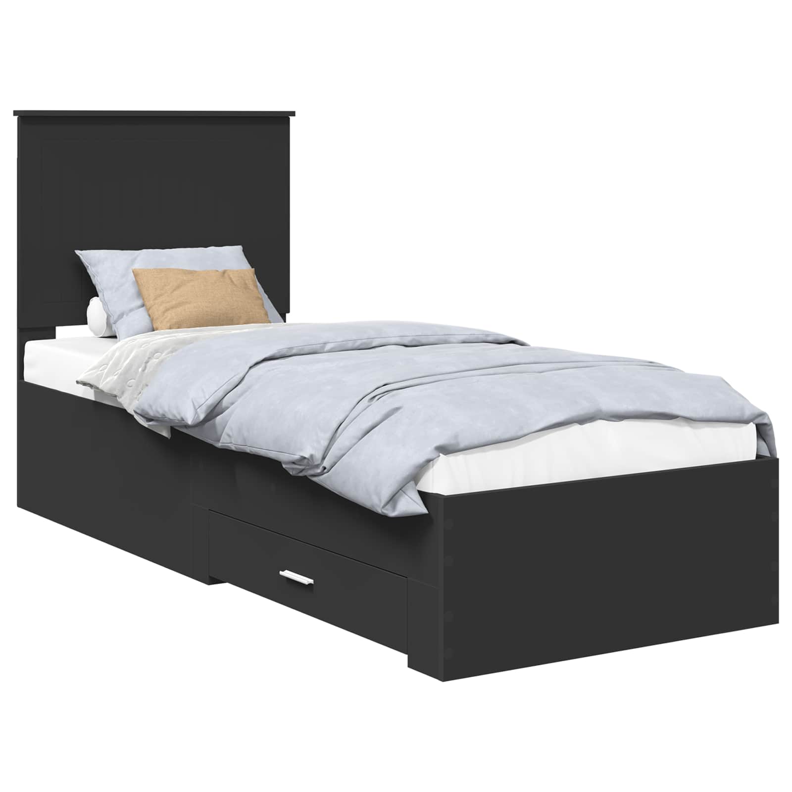 vidaXL Ramka łóżka Z zagłówkiem Czarny i Srebrny 70 x 190 cm