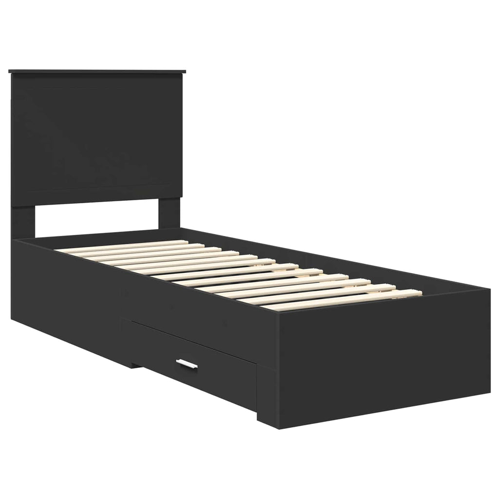 vidaXL Ramka łóżka Z zagłówkiem Czarny i Srebrny 70 x 190 cm