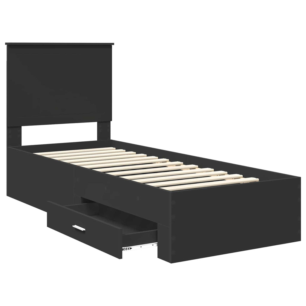vidaXL Ramka łóżka Z zagłówkiem Czarny i Srebrny 70 x 190 cm