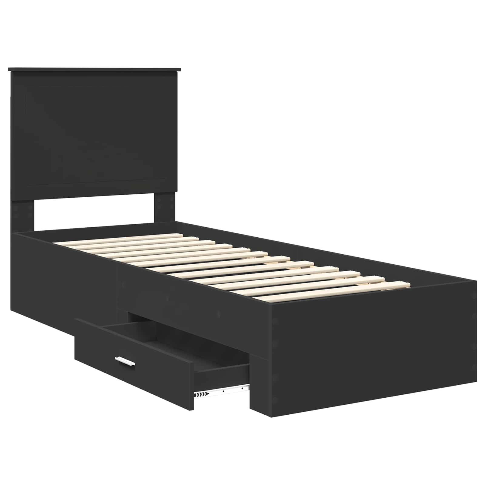 vidaXL Ramka łóżka Z zagłówkiem Czarny i Srebrny 70 x 190 cm