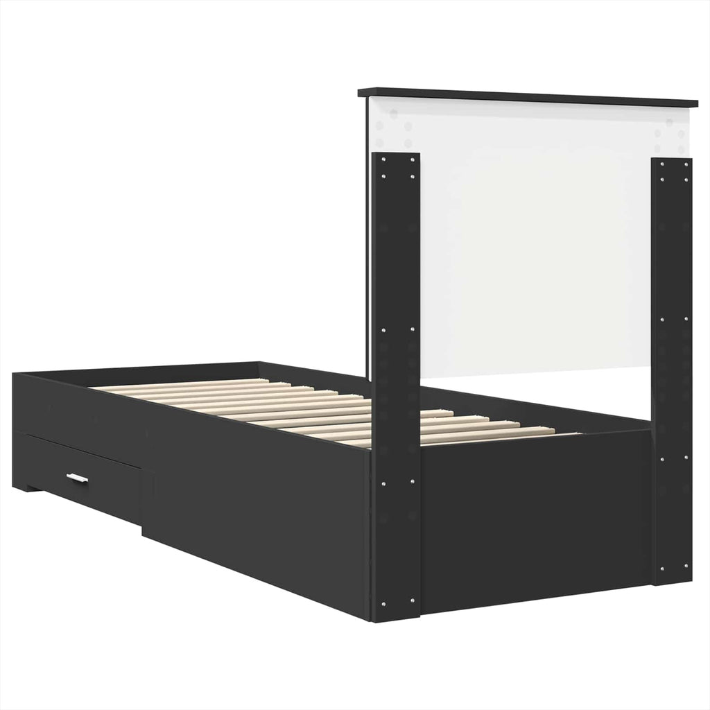 vidaXL Ramka łóżka Z zagłówkiem Czarny i Srebrny 70 x 190 cm