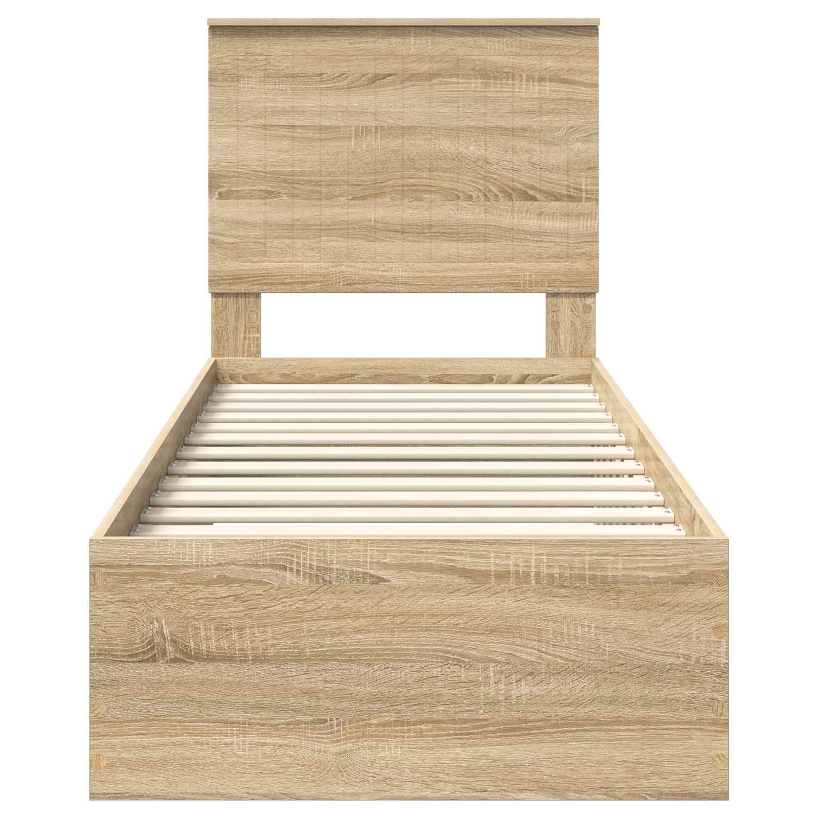 vidaXL Ramka łóżka Z zagłówkiem Sonoma dąb i srebro 70 x 190 cm
