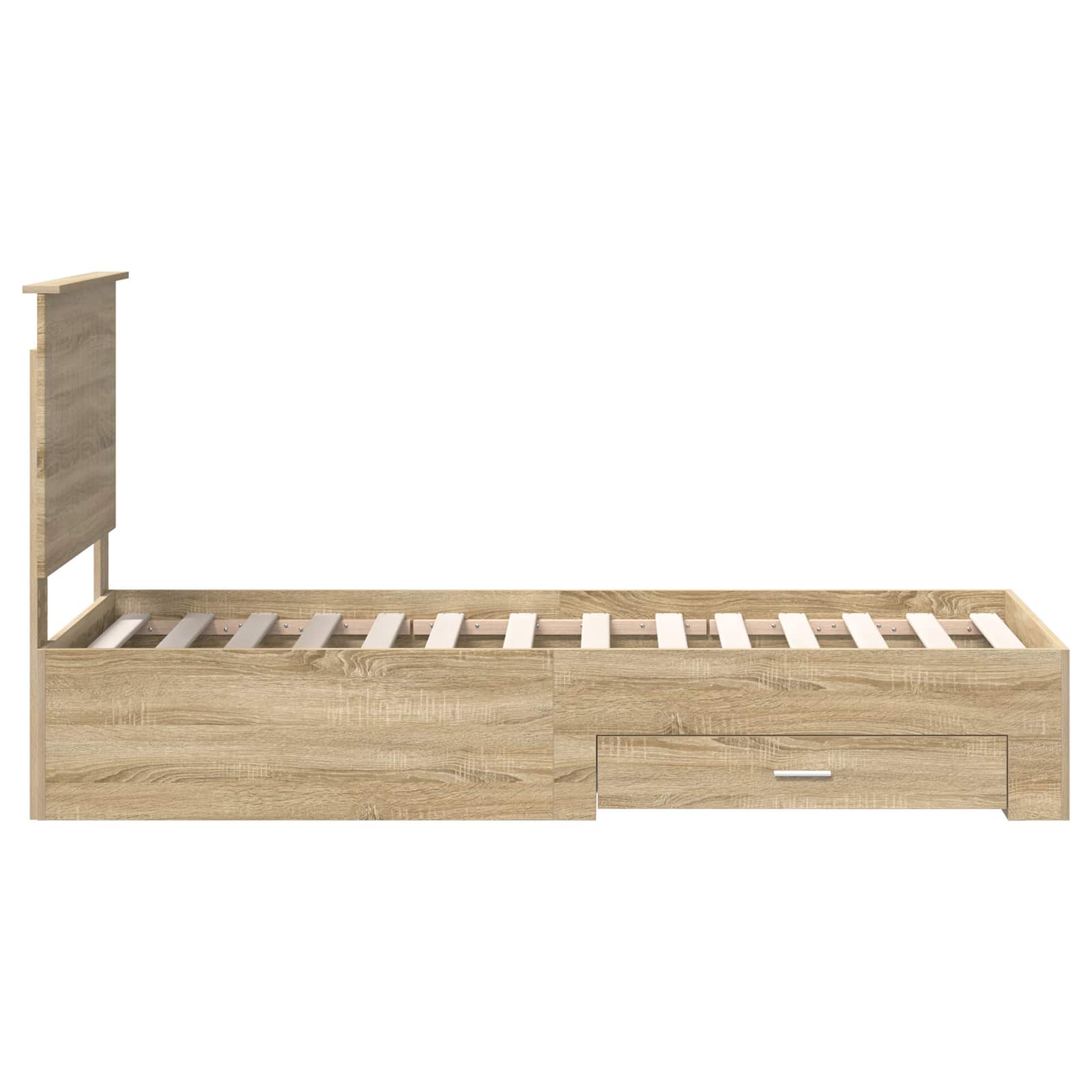 vidaXL Ramka łóżka Z zagłówkiem Sonoma dąb i srebro 70 x 190 cm