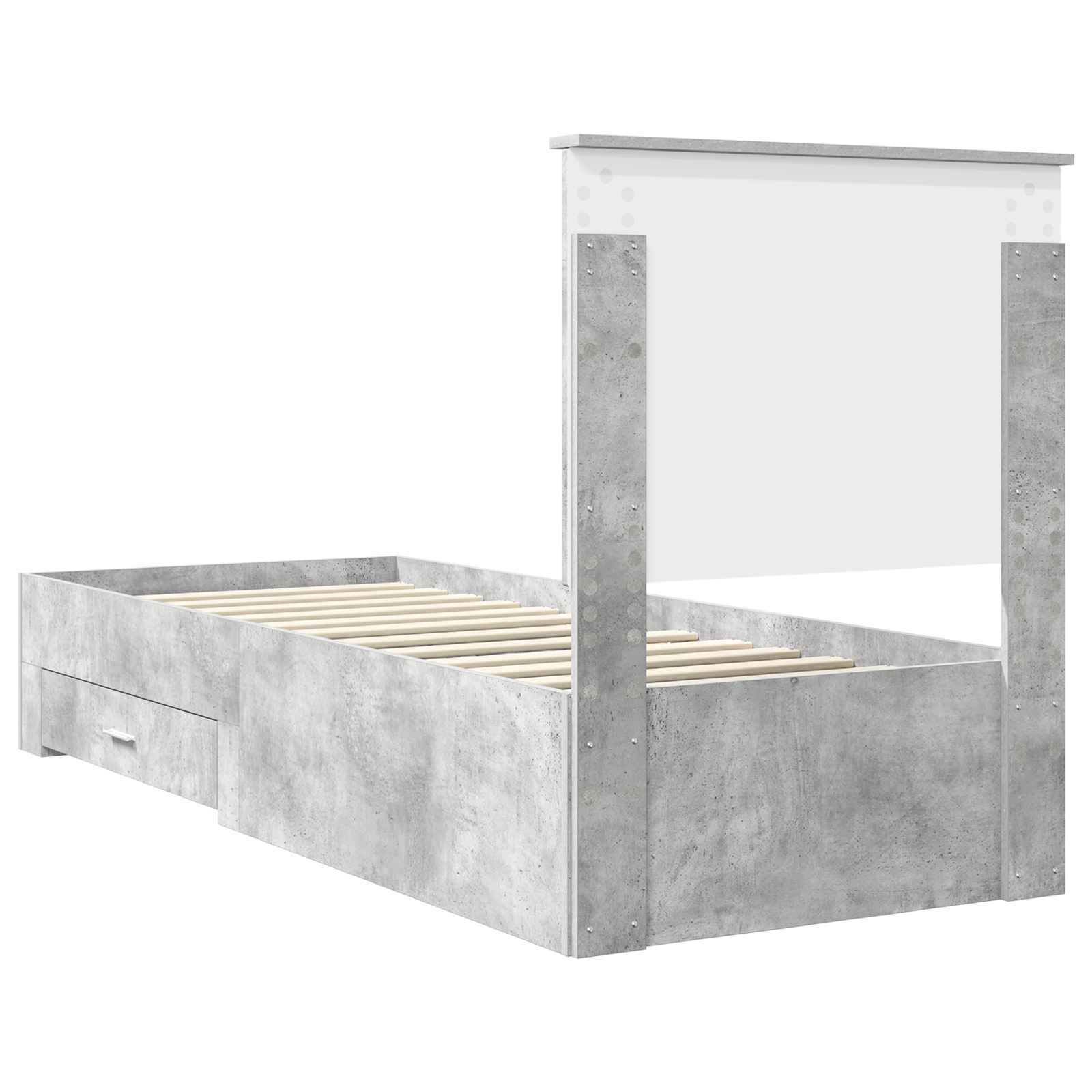 vidaXL Ramka łóżka Z zagłówkiem Betonowy szary i srebro 70 x 190 cm
