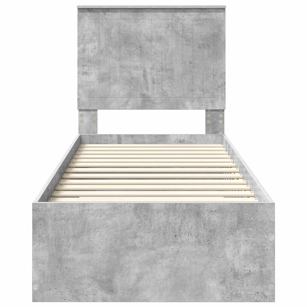 vidaXL Ramka łóżka Z zagłówkiem Betonowy szary i srebro 70 x 190 cm