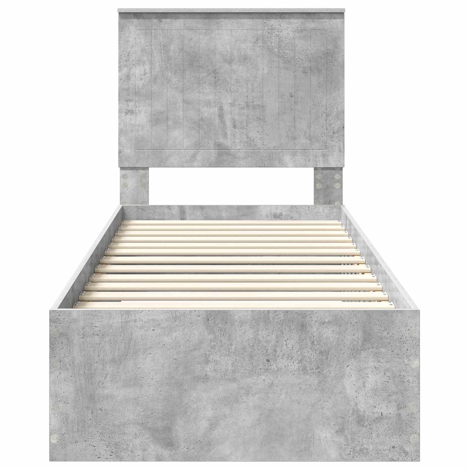 vidaXL Ramka łóżka Z zagłówkiem Betonowy szary i srebro 70 x 190 cm