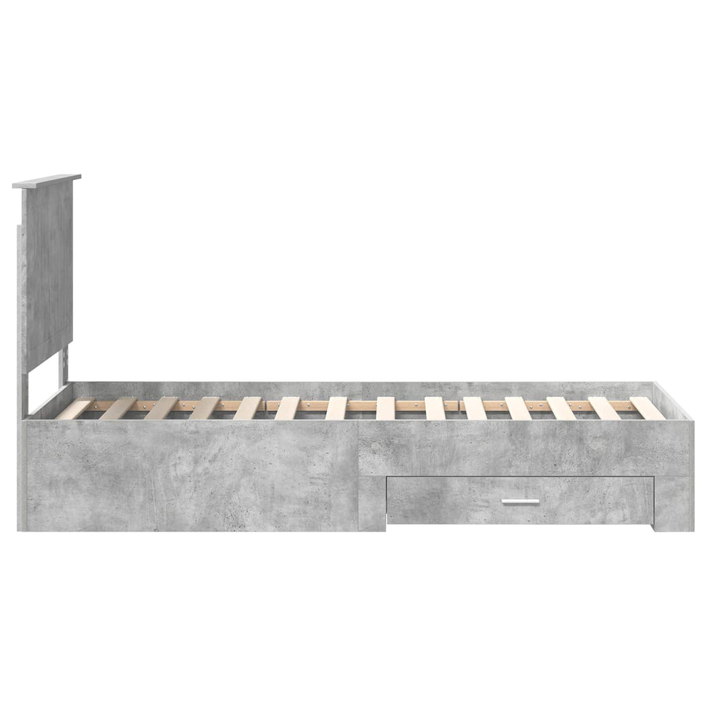 vidaXL Ramka łóżka Z zagłówkiem Betonowy szary i srebro 70 x 190 cm