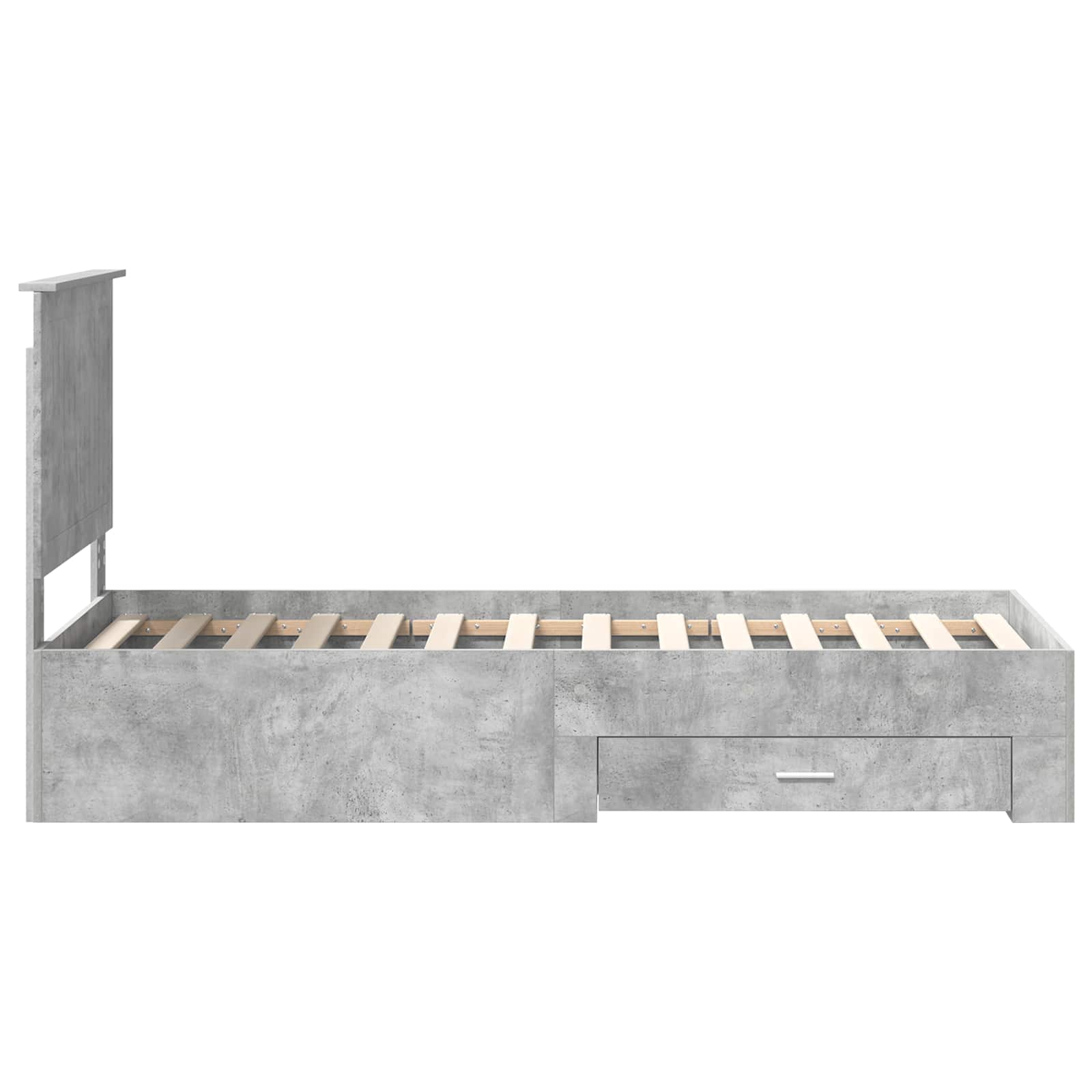vidaXL Ramka łóżka Z zagłówkiem Betonowy szary i srebro 70 x 190 cm
