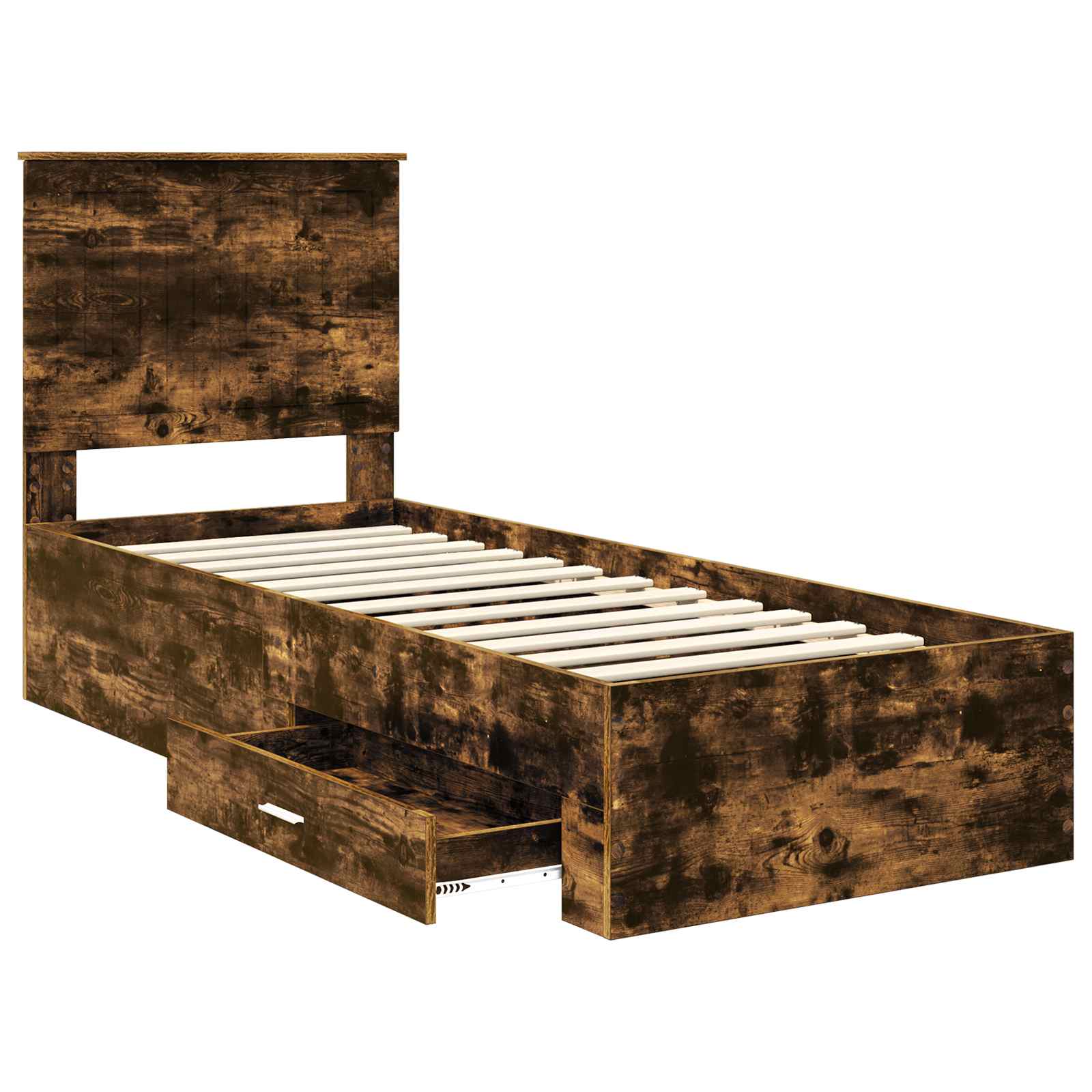 vidaXL Ramka łóżka Z zagłówkiem Wędzone dąb i srebro 70 x 190 cm