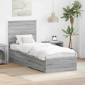 vidaXL Ramka łóżka Z zagłówkiem Szary Sonoma i srebro 70 x 190 cm