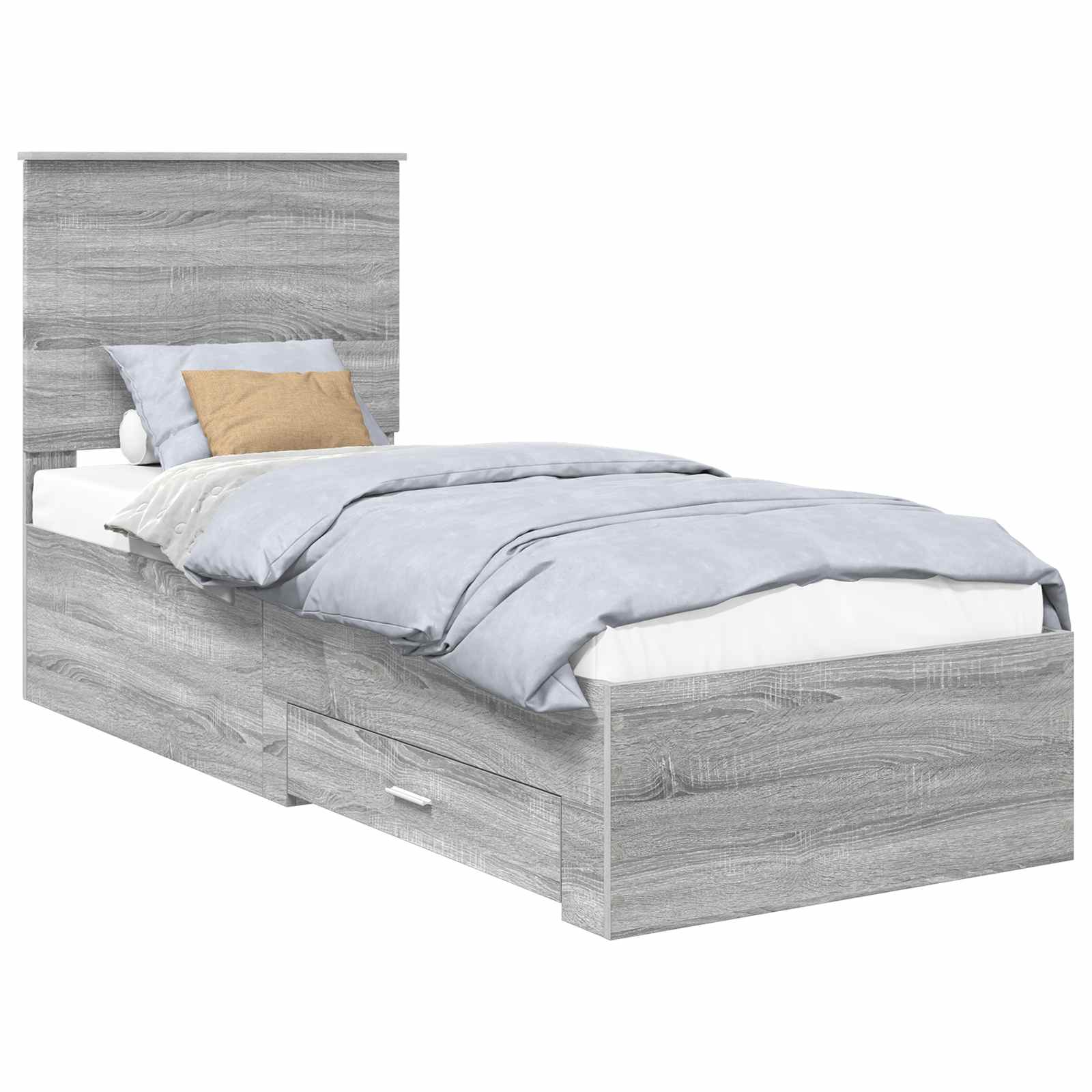 vidaXL Ramka łóżka Z zagłówkiem Szary Sonoma i srebro 70 x 190 cm