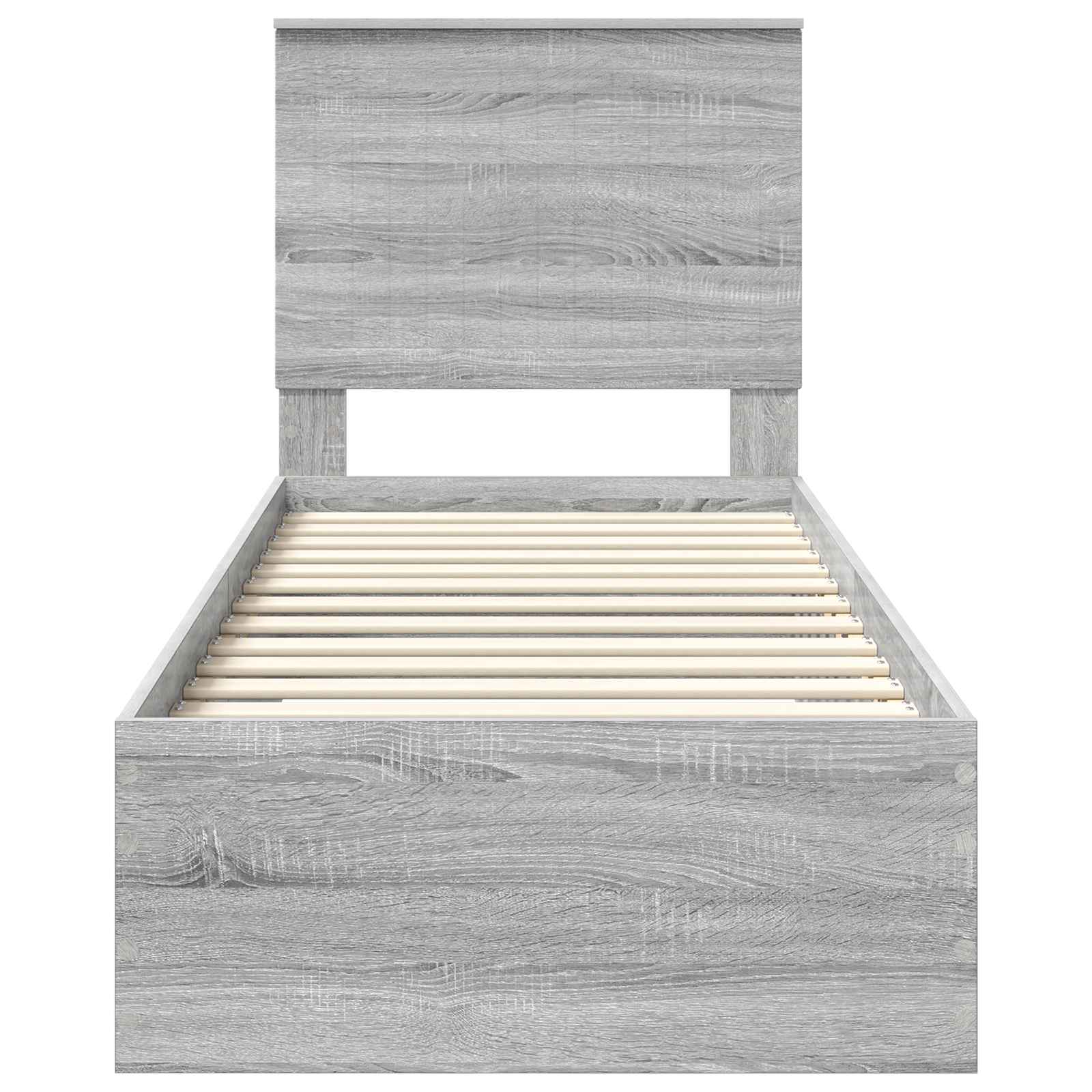 vidaXL Ramka łóżka Z zagłówkiem Szary Sonoma i srebro 70 x 190 cm