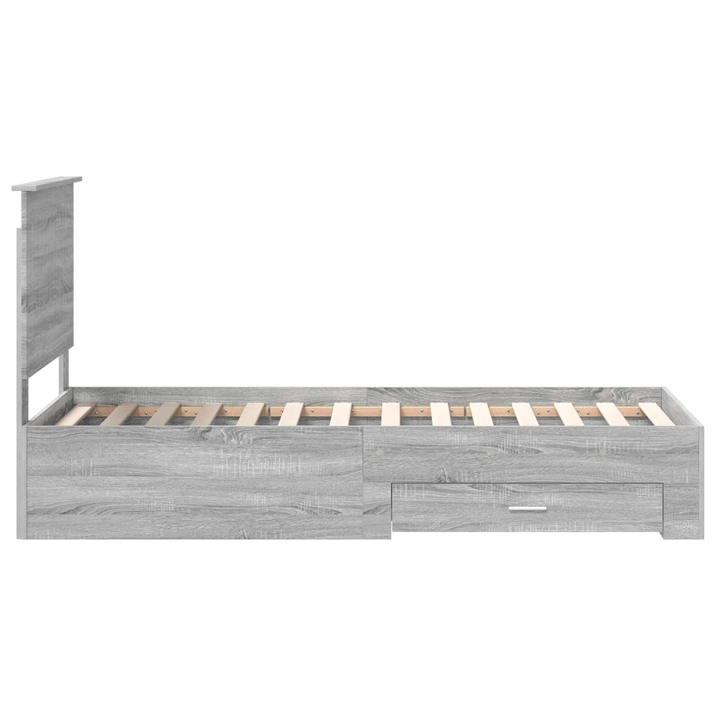 vidaXL Ramka łóżka Z zagłówkiem Szary Sonoma i srebro 70 x 190 cm