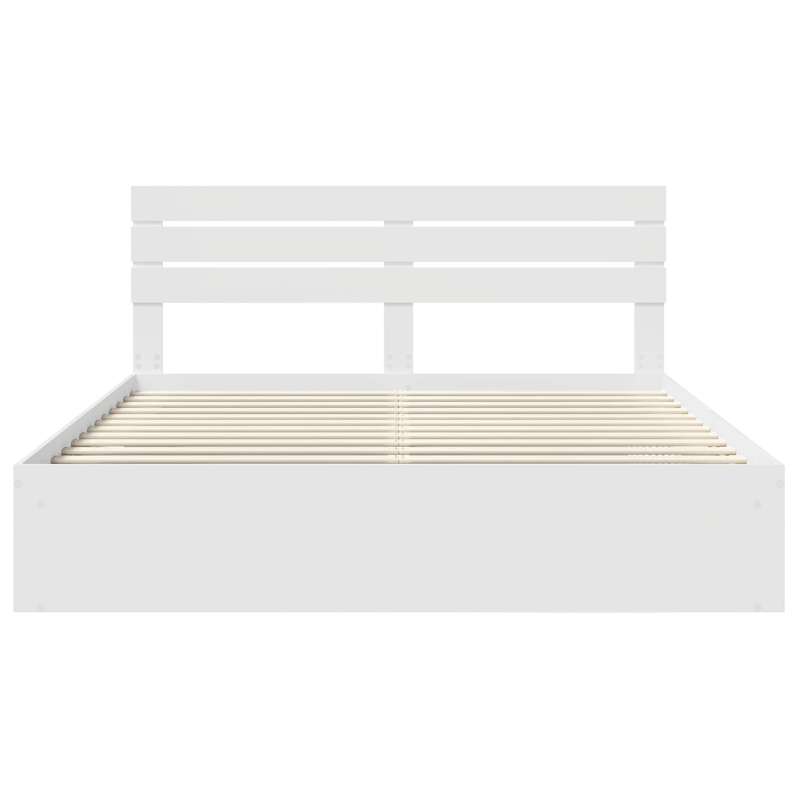 vidaXL Ramka łóżka Z zagłówkiem Biały 200 x 200 cm Lite drewno sosnowe