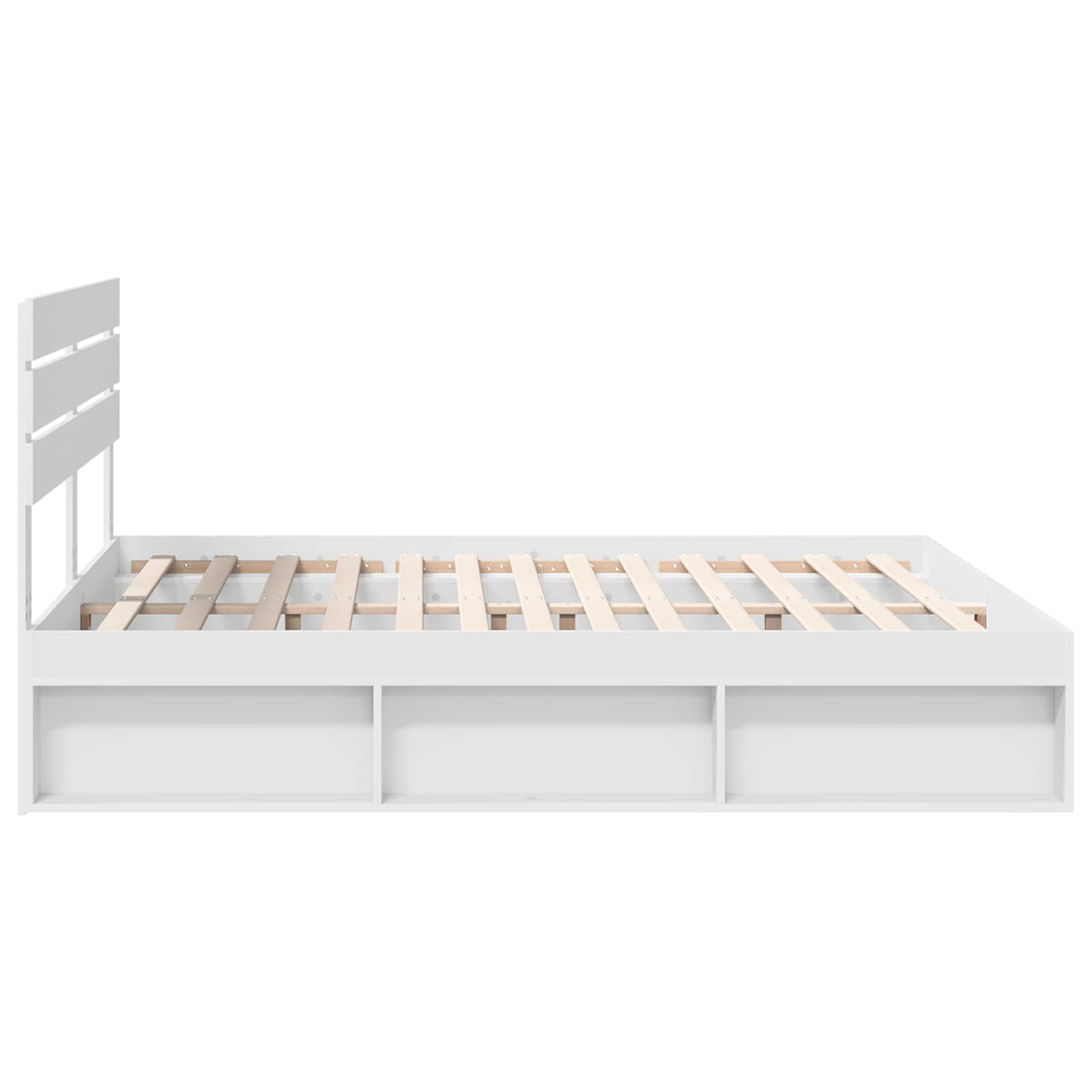 vidaXL Ramka łóżka Z zagłówkiem Biały 200 x 200 cm Lite drewno sosnowe