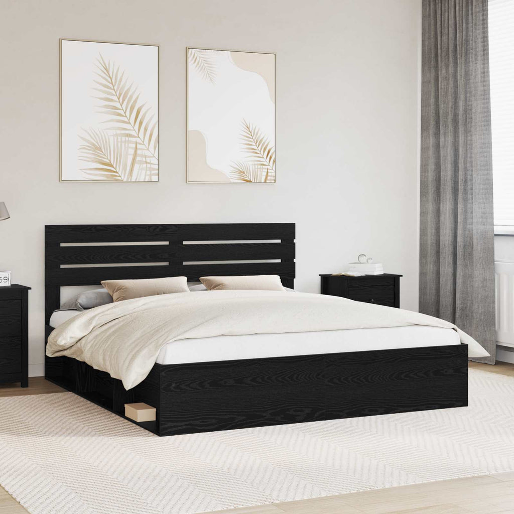vidaXL Ramka łóżka Czarny 200 x 200 cm Lite drewno sosnowe