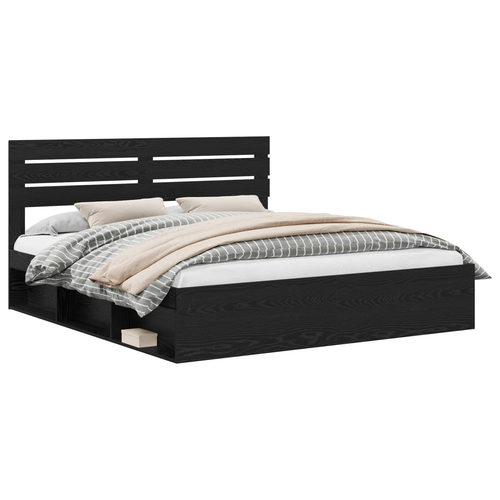 vidaXL Ramka łóżka Czarny 200 x 200 cm Lite drewno sosnowe