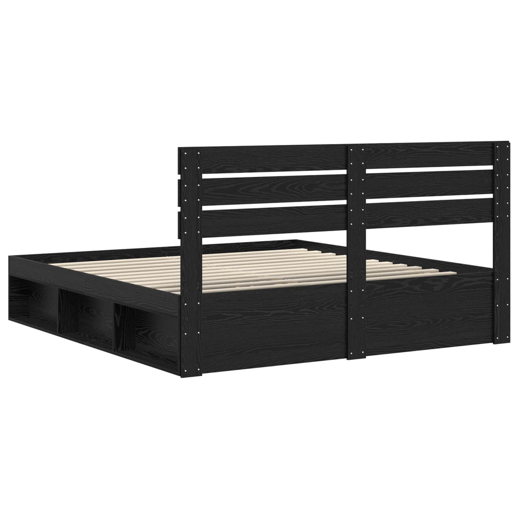 vidaXL Ramka łóżka Czarny 200 x 200 cm Lite drewno sosnowe