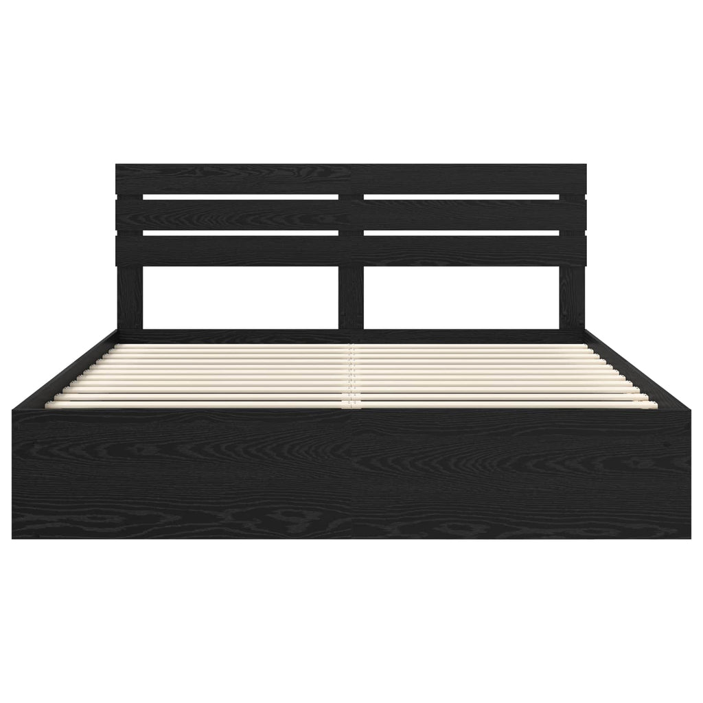 vidaXL Ramka łóżka Czarny 200 x 200 cm Lite drewno sosnowe