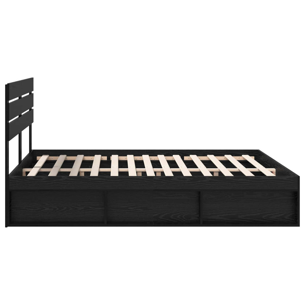 vidaXL Ramka łóżka Czarny 200 x 200 cm Lite drewno sosnowe