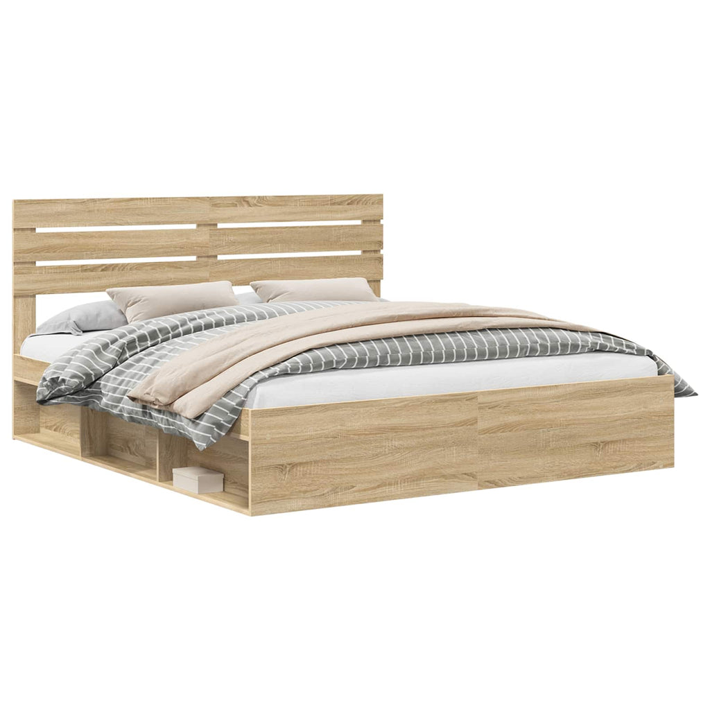 vidaXL Ramka łóżka Sonoma 200 x 200 cm Lite drewno sosnowe