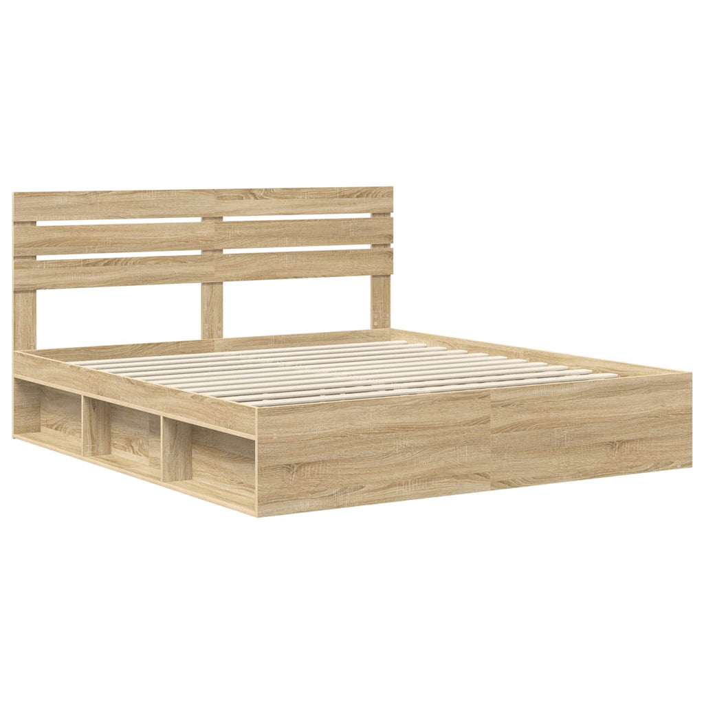 vidaXL Ramka łóżka Sonoma 200 x 200 cm Lite drewno sosnowe