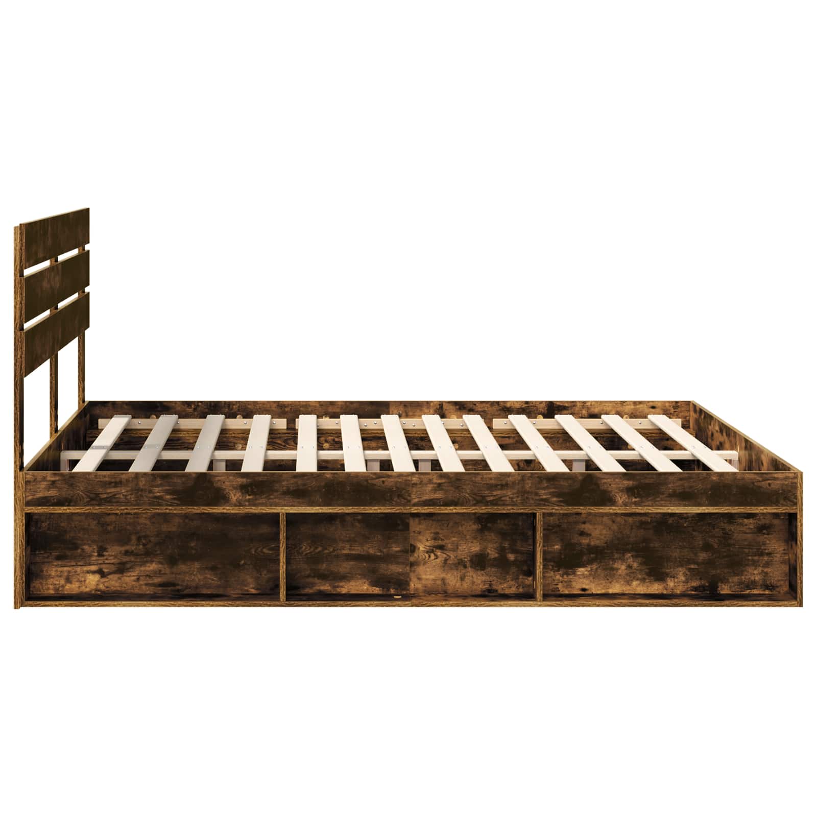 vidaXL Ramka łóżka Dąb wędzony 200 x 200 cm Lite drewno sosnowe