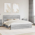 vidaXL Ramka łóżka Szary Sonoma 200 x 200 cm Lite drewno sosnowe