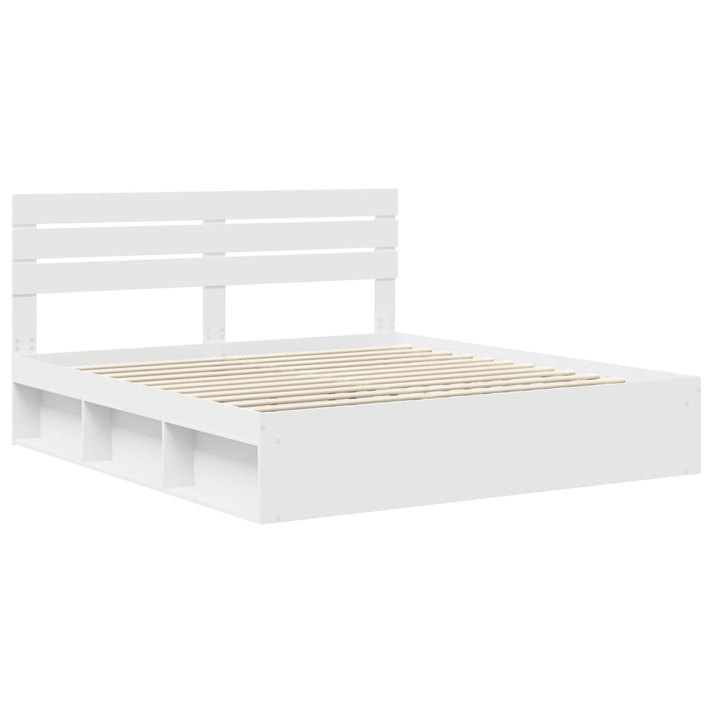vidaXL Ramka łóżka Z zagłówkiem Biały 180 x 200 cm Lite drewno sosnowe