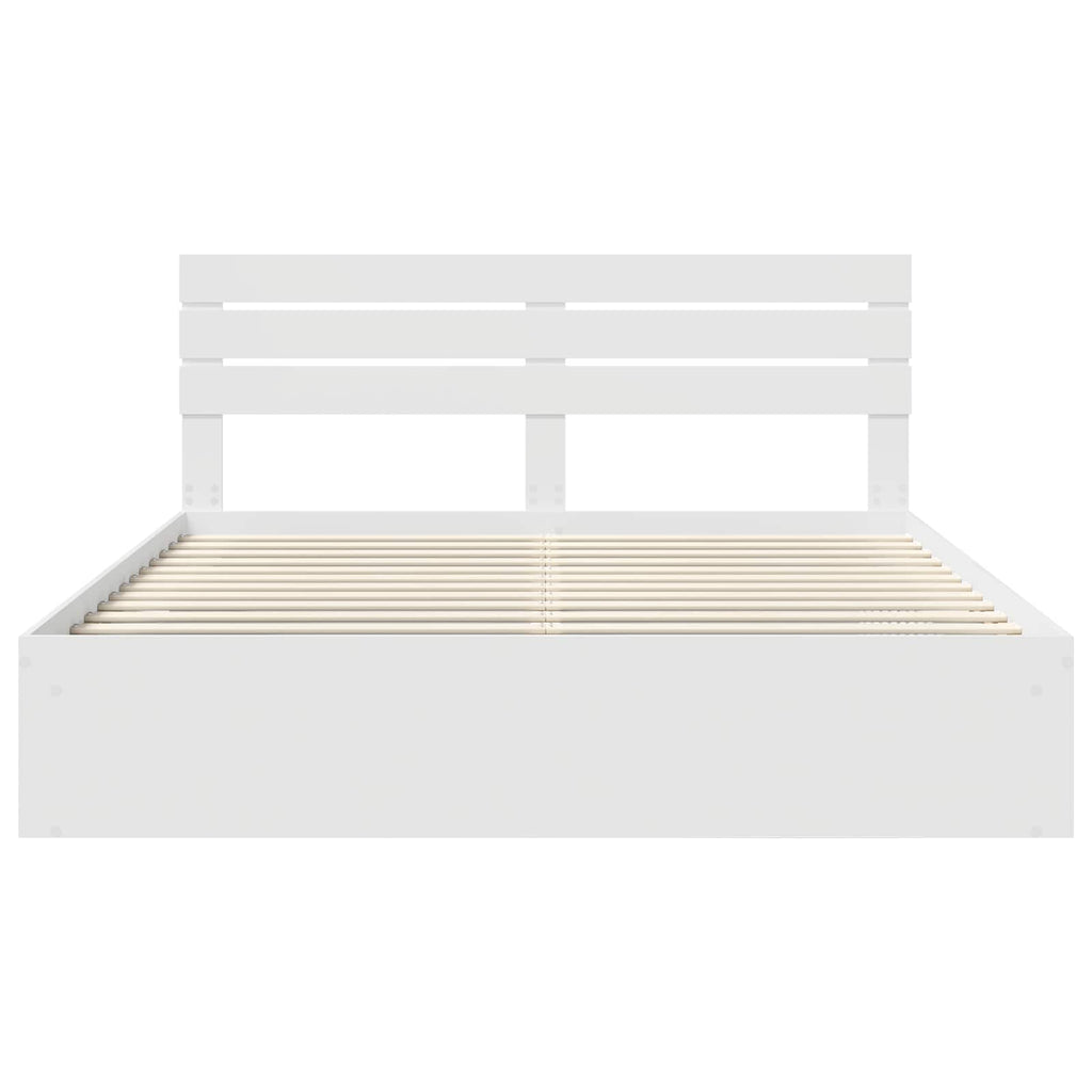 vidaXL Ramka łóżka Z zagłówkiem Biały 180 x 200 cm Lite drewno sosnowe