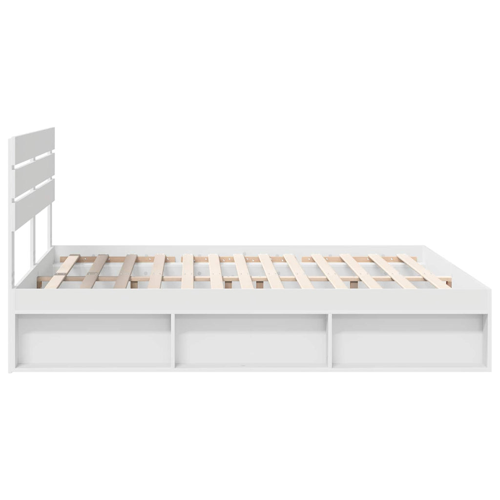 vidaXL Ramka łóżka Z zagłówkiem Biały 180 x 200 cm Lite drewno sosnowe