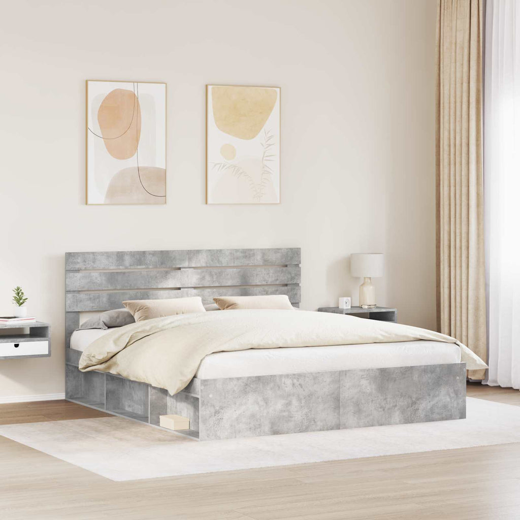 vidaXL Ramka łóżka Betonowy 180 x 200 cm Lite drewno sosnowe