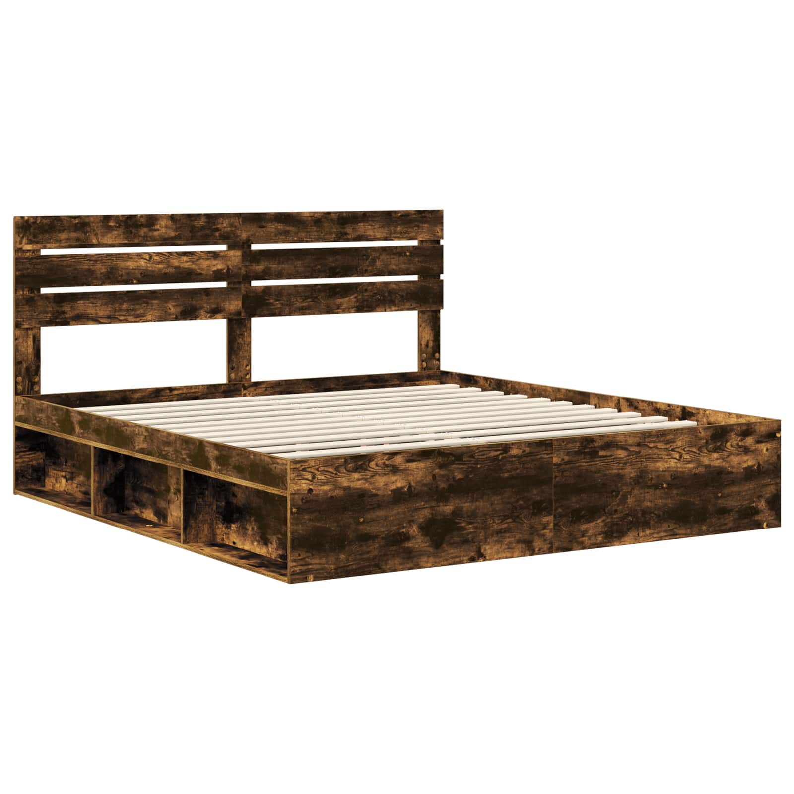 vidaXL Ramka łóżka Dąb wędzony 180 x 200 cm Lite drewno sosnowe