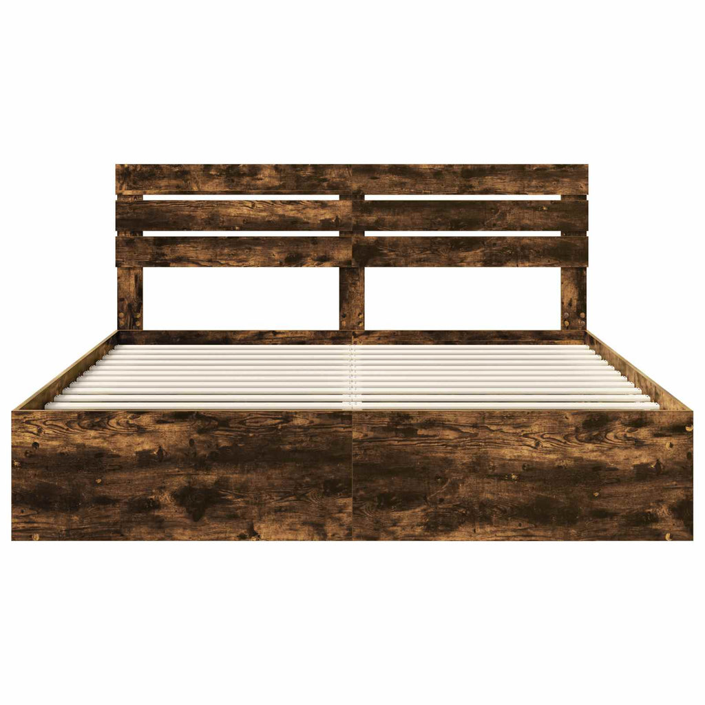 vidaXL Ramka łóżka Dąb wędzony 180 x 200 cm Lite drewno sosnowe