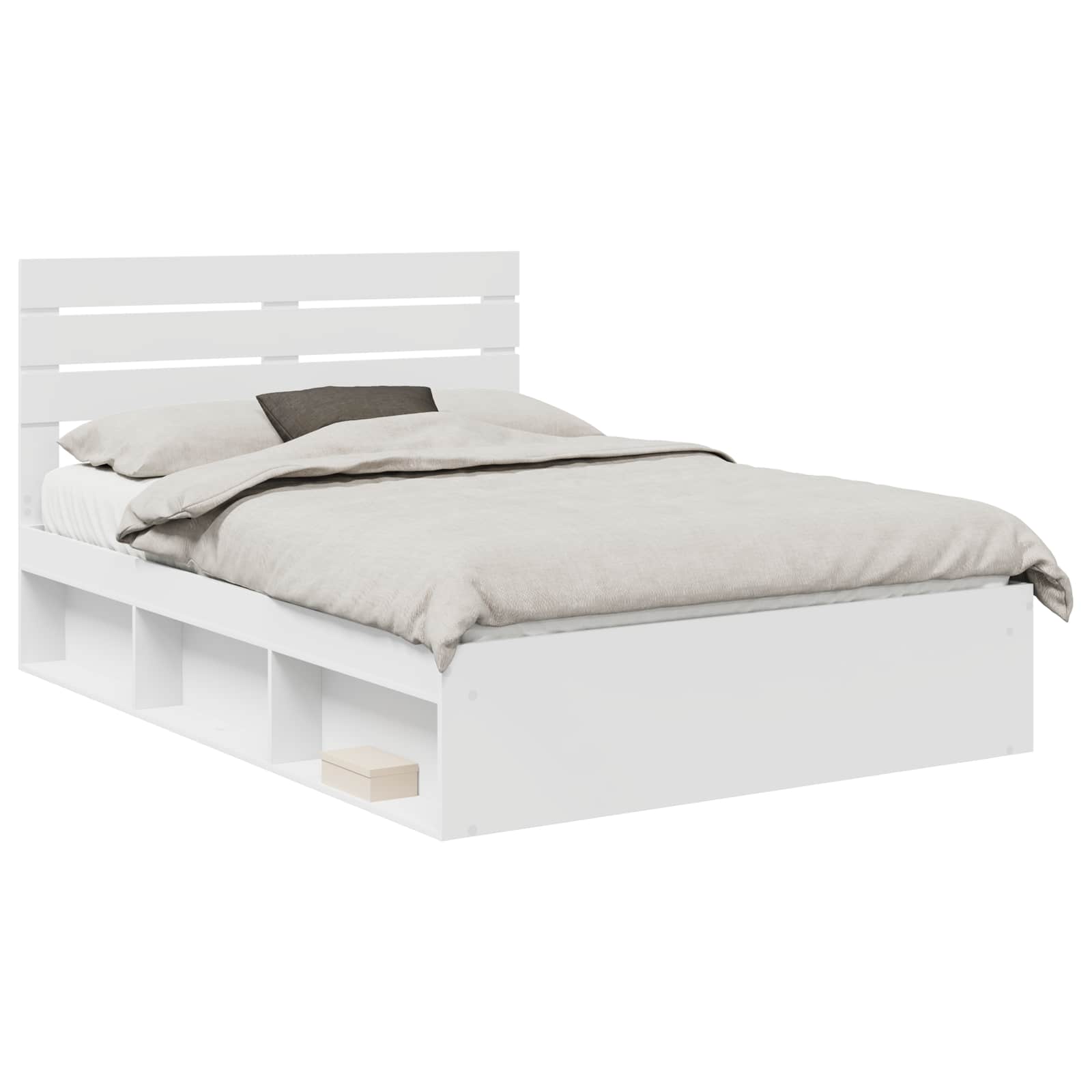 vidaXL Ramka łóżka Z zagłówkiem Biały 160 x 200 cm Lite drewno sosnowe