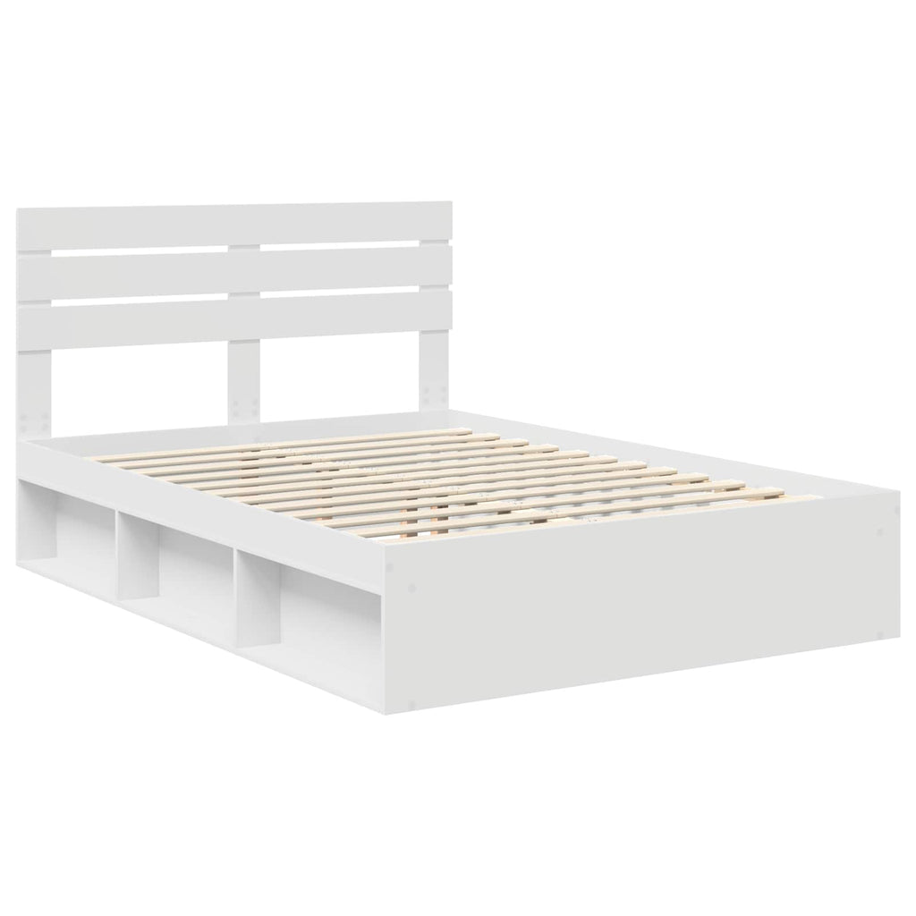 vidaXL Ramka łóżka Z zagłówkiem Biały 160 x 200 cm Lite drewno sosnowe