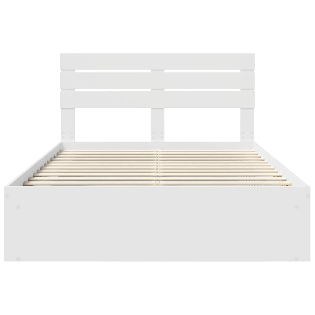 vidaXL Ramka łóżka Z zagłówkiem Biały 160 x 200 cm Lite drewno sosnowe