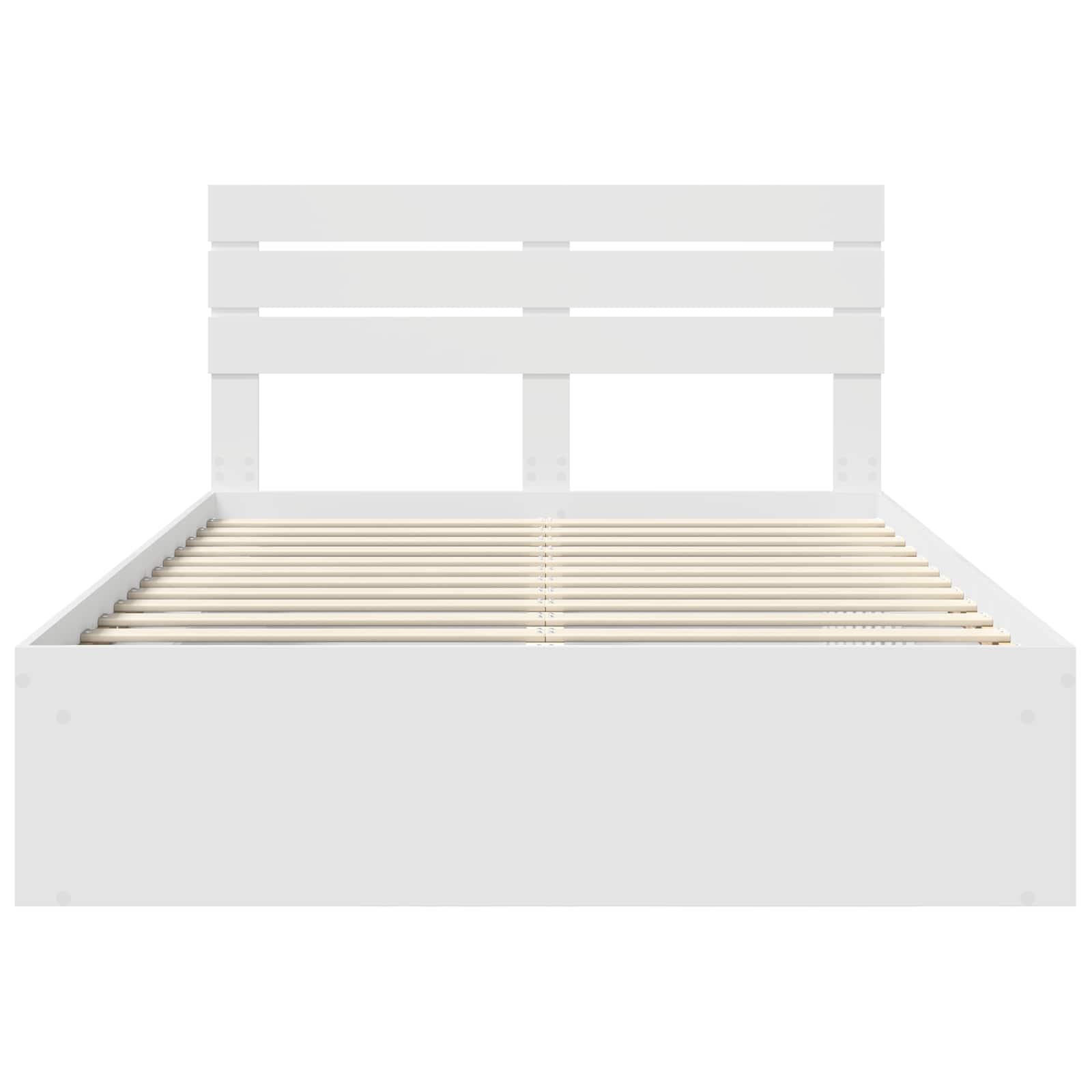 vidaXL Ramka łóżka Z zagłówkiem Biały 160 x 200 cm Lite drewno sosnowe